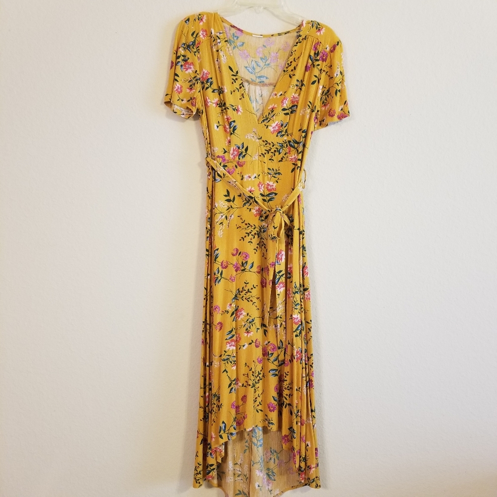 Yellow High Low Midi Dress